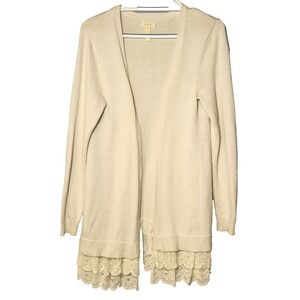 Matilda Jane Womens Cream Open Cardigan Lace Layered Hem Small Cottagecore